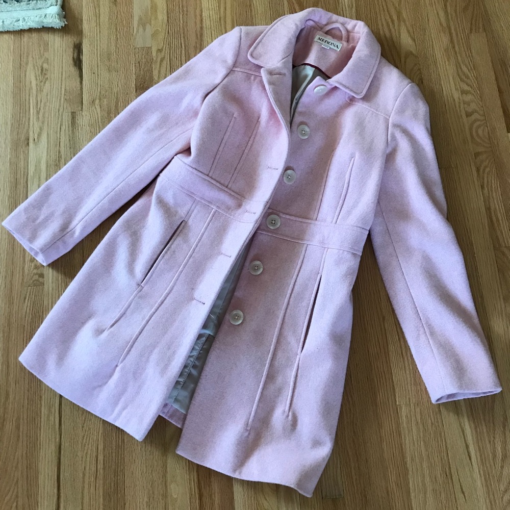Pink Wool Blend Pea Coat